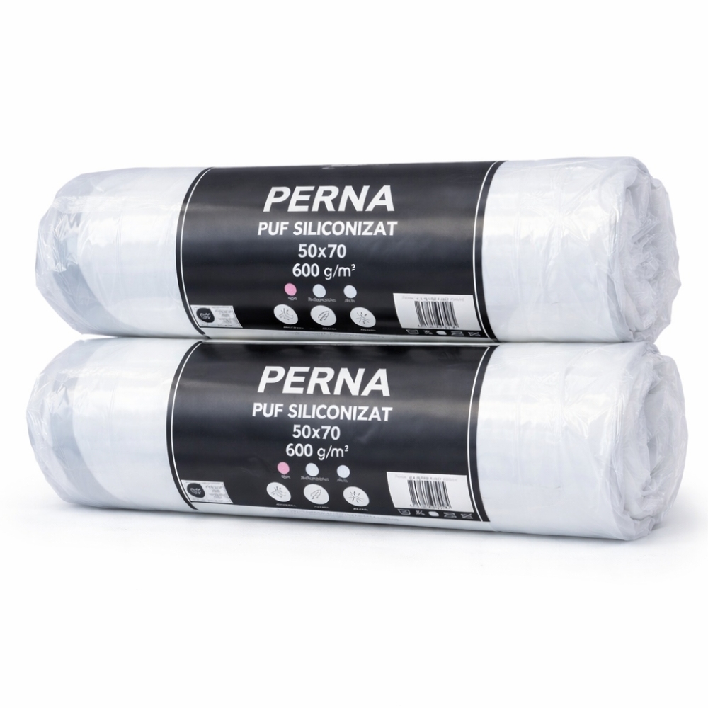 Set de 12 perne Hotel Luxury dreptunghiulare 50x70cm cu puf siliconizat, alb - 3