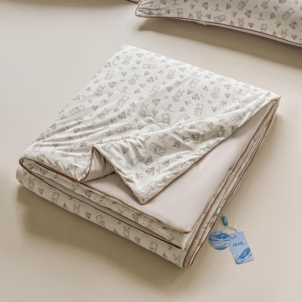 Pilota de Vara Racoritoare Ice Touch, 200x230cm + 2 fete de perna 50x70cm - Ultra Usoara, Efect Instant de Racorire si Confort Maxim, Bej, Animalute - 5
