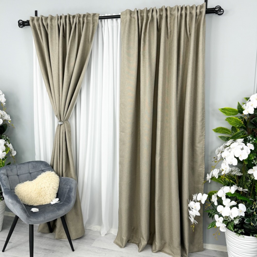 Draperie HoReCa TEXTURATA tip IN, 140cm latime x 260cm inaltime, cu TIV LAT, Bej – imagine 2