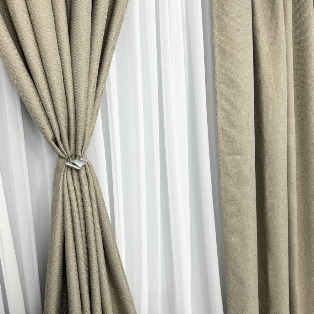 Draperie HoReCa TEXTURATA tip IN, 140cm latime x 260cm inaltime, cu TIV LAT, Bej – imagine 8
