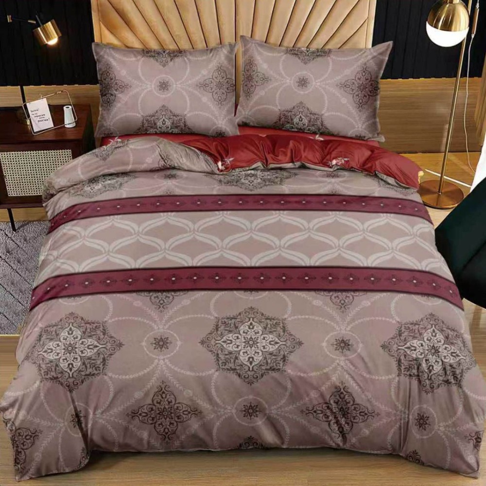 Lenjerie pat dublu bumbac satinat - 3 Bucati 219 Lei -   Bej oriental — imaginea 2