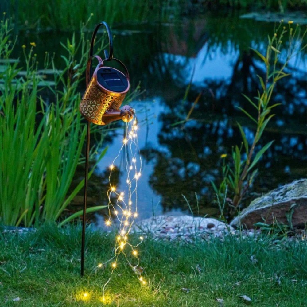 Lampa Solara LED Tip Stropitoare cu Stele, Fier Forjat, Design Retro, Proiectie Lumina Calda, IP65, 80 cm — imaginea 4