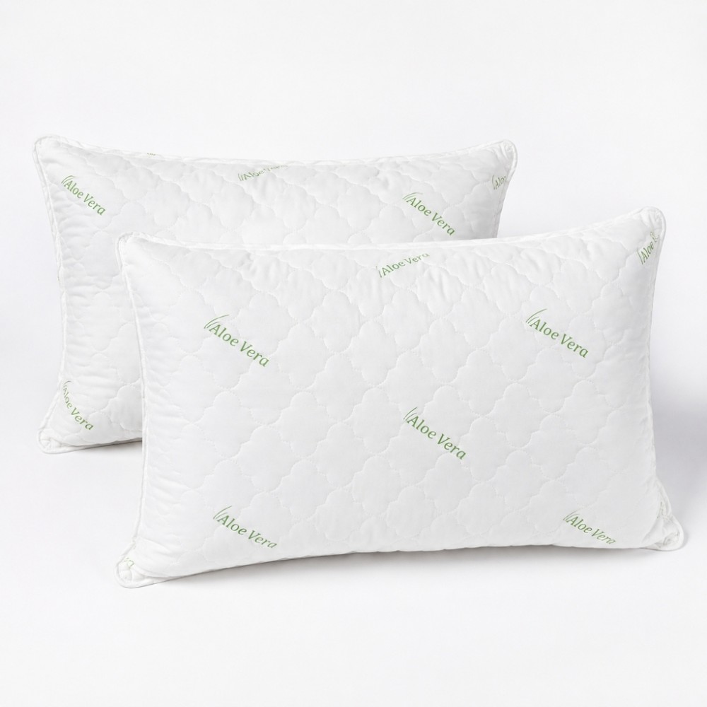 Set 2 perne Aloe Vera matlasate, 50x70 cm Alb-Verde, Fabricate in Romania — imaginea 2