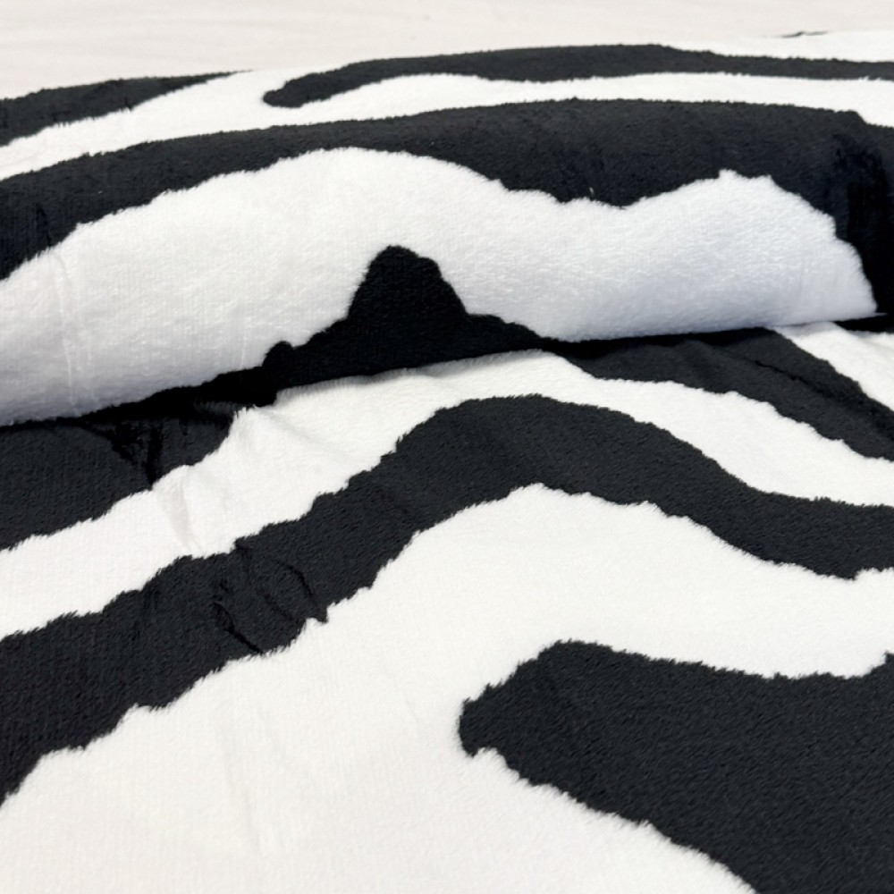 Patura pufoasa cocolino 200x230cm, 240g/mp, Alb, Negru, Zebra – imagine 4
