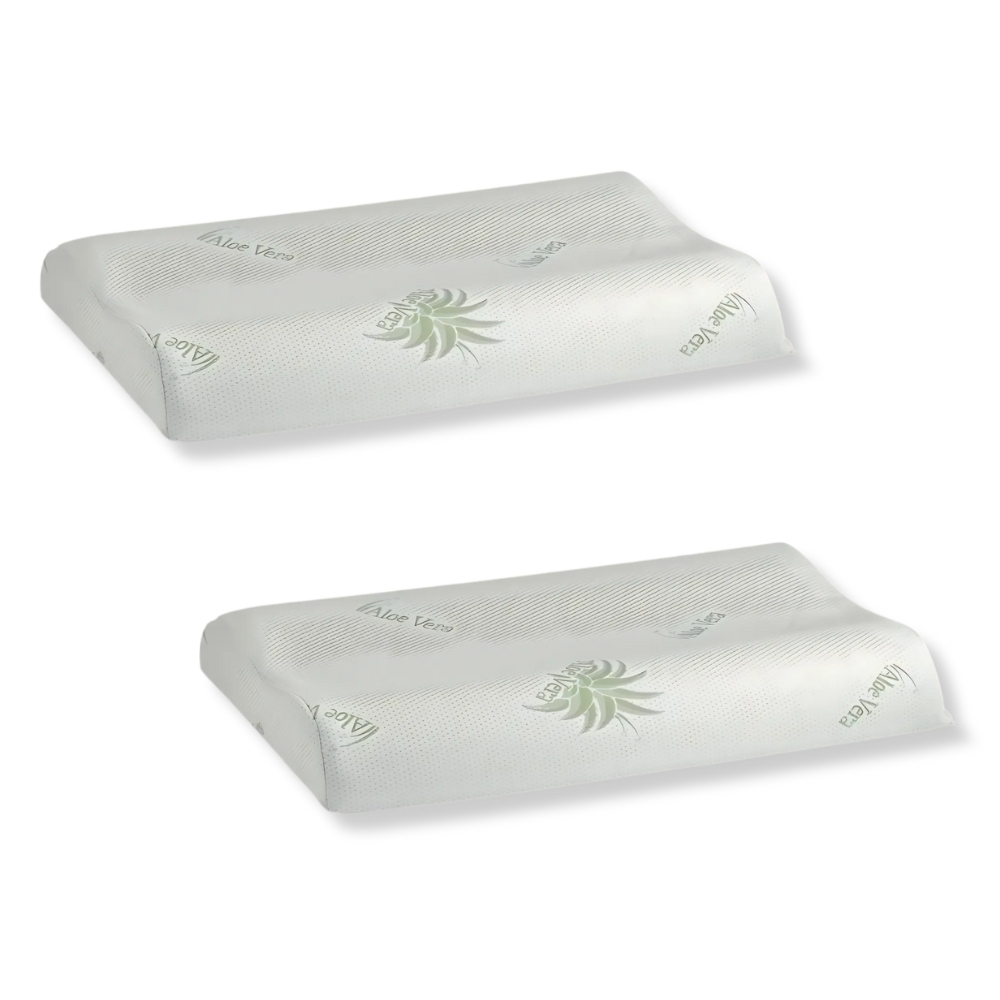 Set 2 Perne din spuma cu memorie, 40x60cm, husa tricot natur cu fermoar, Aloe Vera — imaginea 3