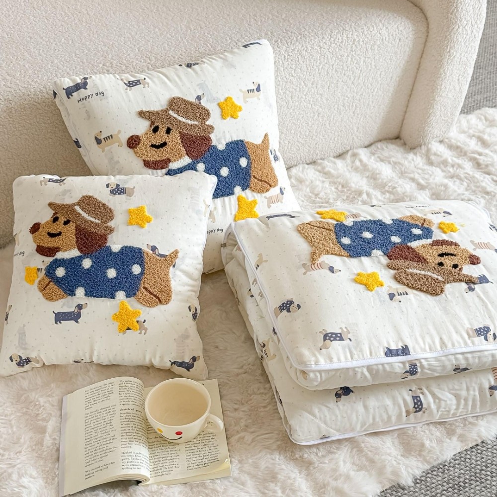 PiloPerna 2 in 1 – Pilota Transformabila in Perna pentru Copii, 100x145cm, 100% Bumbac, Happy Dog — imaginea 4