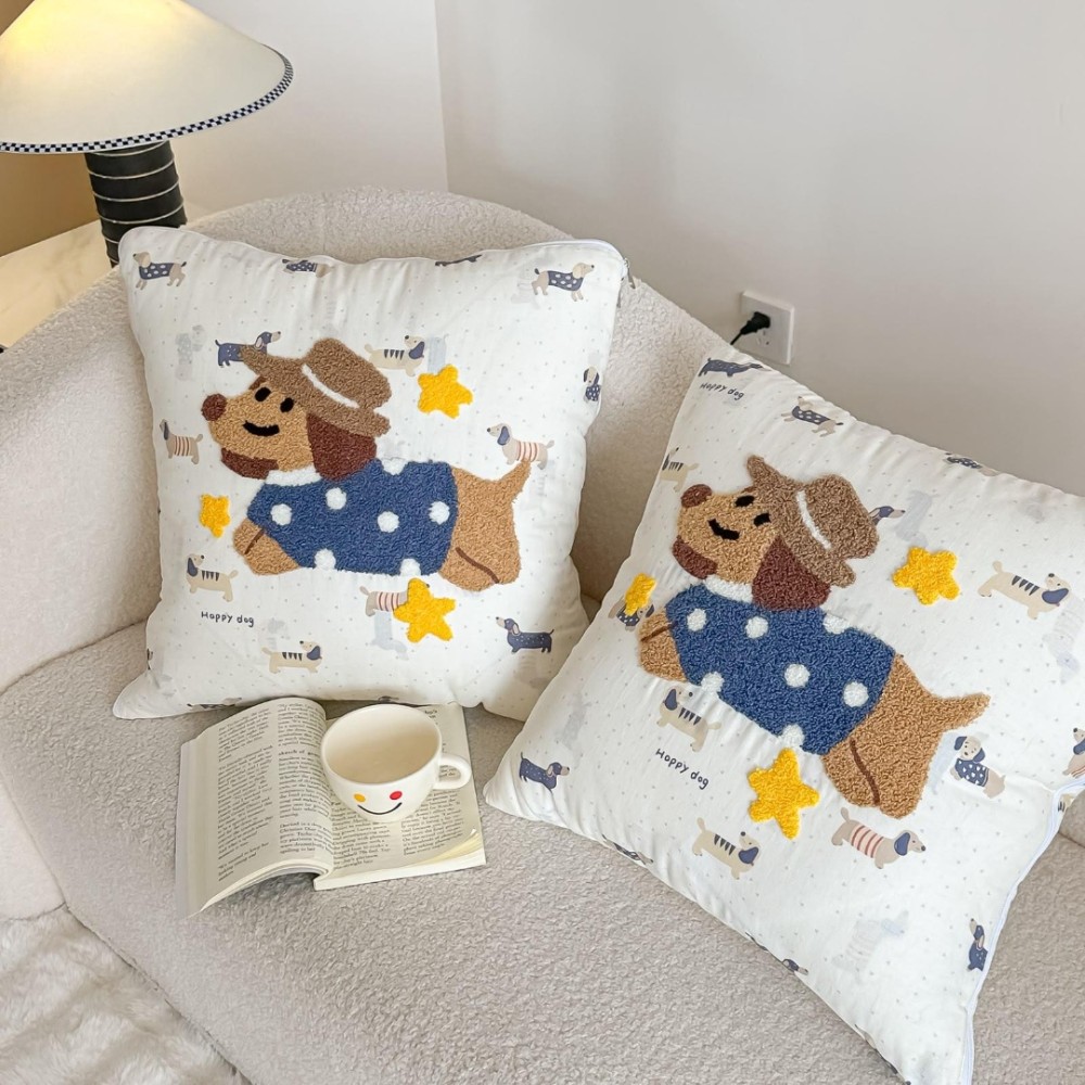 PiloPerna 2 in 1 – Pilota Transformabila in Perna pentru Copii, 100x145cm, 100% Bumbac, Happy Dog — imaginea 5