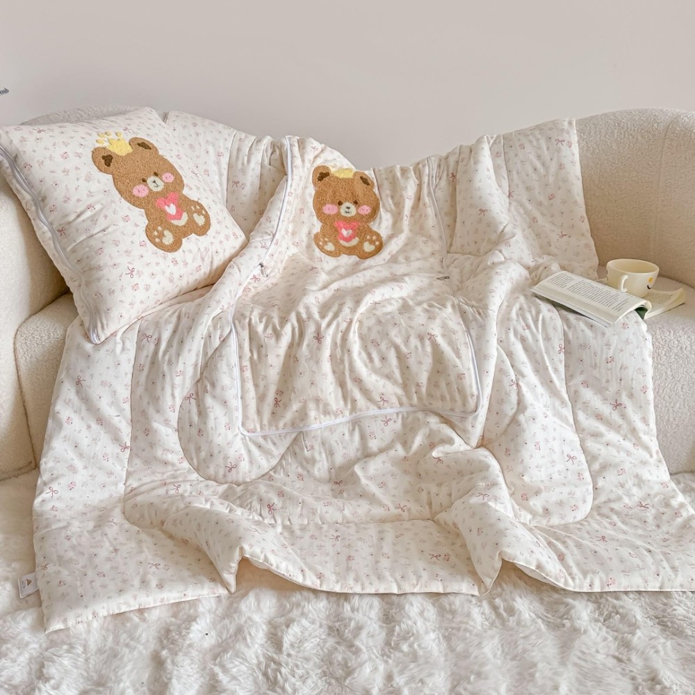 PiloPerna 2 in 1 – Pilota Transformabila in Perna pentru Copii, 100x145cm, 100% Bumbac, Princess Bear — imaginea 2