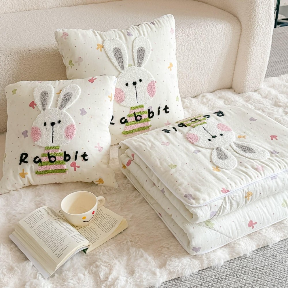 PiloPerna 2 in 1 – Pilota Transformabila in Perna pentru Copii, 100x145cm, 100% Bumbac, Rabbit — imaginea 4
