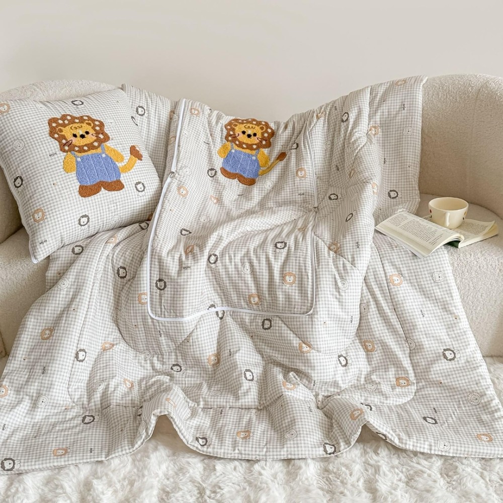PiloPerna 2 in 1 – Pilota Transformabila in Perna pentru Copii, 150x200cm, 100% Bumbac, Lion — imaginea 2
