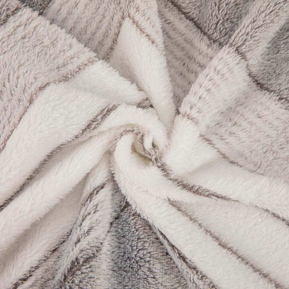 Lenjerie pat dublu, Super Pufoasa COCOLINO,cu ELASTIC, 4 piese, Jojo Home, Alb, Gri, Zig-Zag — imaginea 4