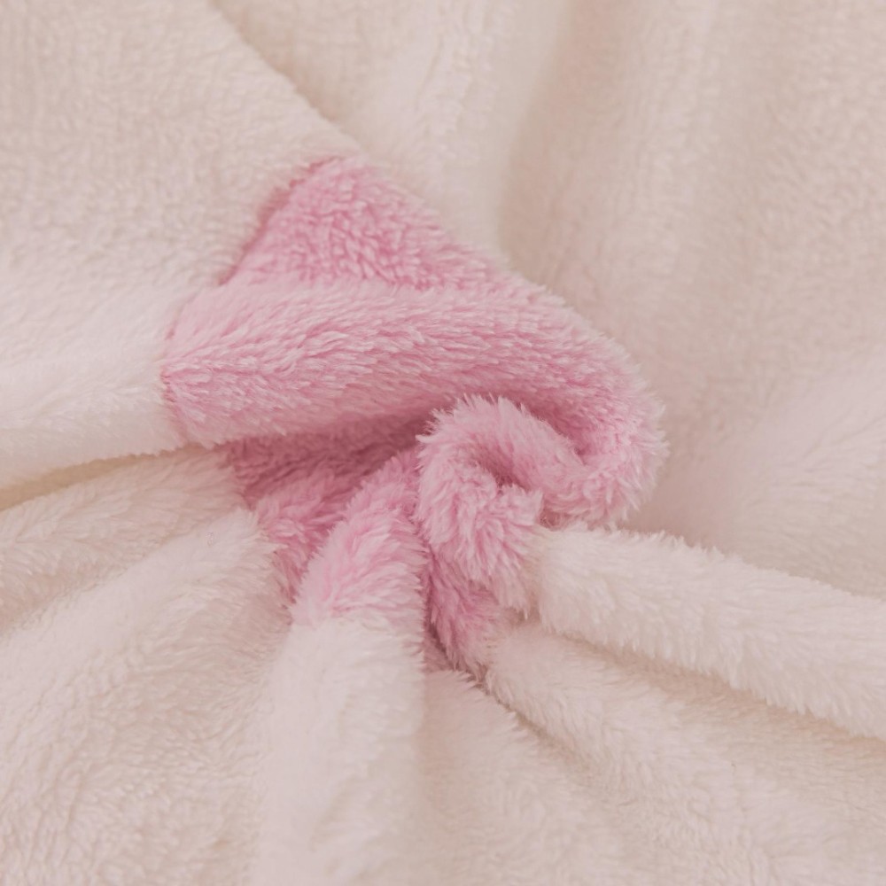 Lenjerie pat dublu, Super Pufoasa COCOLINO,cu ELASTIC, 4 piese, Jojo Home, Alb, Culori Pastel, Dungi, Inimioare — imaginea 4