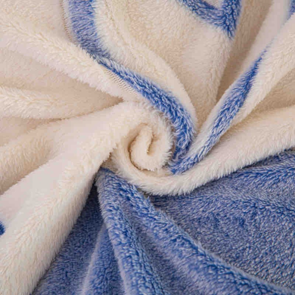 Lenjerie pat dublu, Super Pufoasa COCOLINO,cu ELASTIC, 4 piese, Jojo Home, Alb, Bleu, Inimioare — imaginea 4