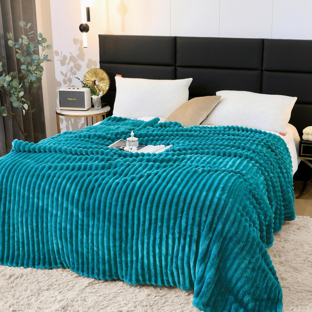 Patura pufoasa CoCoLiNo, 200x230cm, Jojo Home, Turquoise — imaginea 4