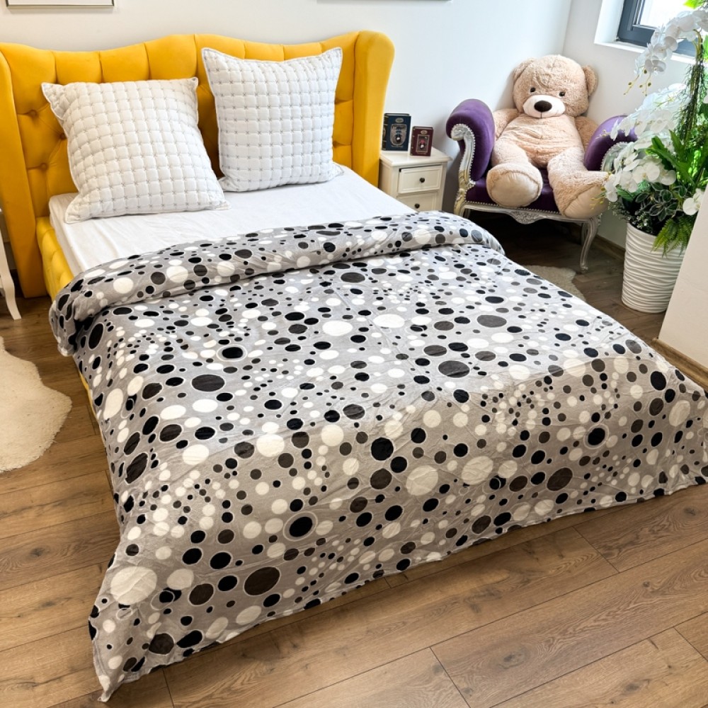 Patura pufoasa cocolino 200x230cm, 240g/mp, Gri, Bulinute — imaginea 2