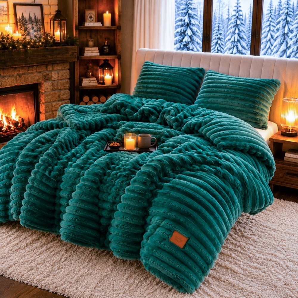 Lenjerie Deluxe, 4 Piese, Blanita Shorthair si CoCoLiNo, cu Elastic Perimetral, Verde — imaginea 2