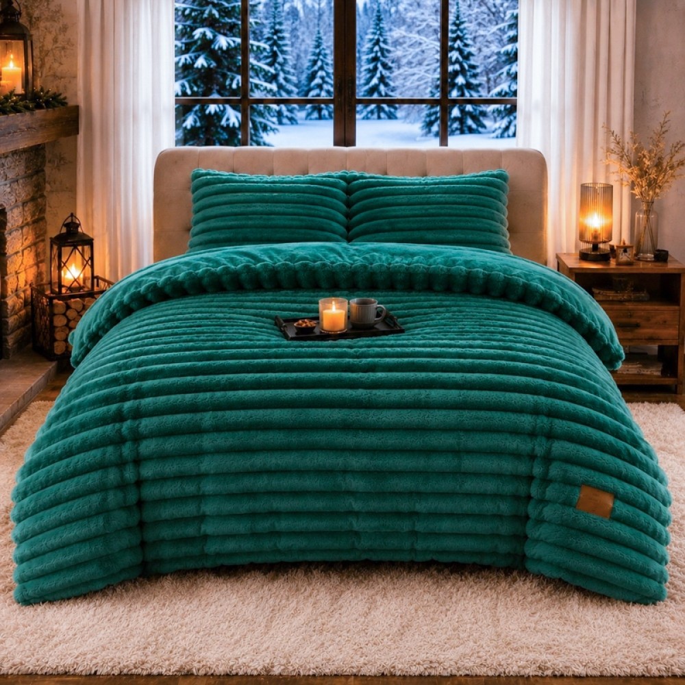 Lenjerie Deluxe, 4 Piese, Blanita Shorthair si CoCoLiNo, cu Elastic Perimetral, Verde — imaginea 3