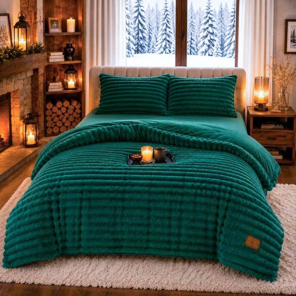 Lenjerie Deluxe, 4 Piese, Blanita Shorthair si CoCoLiNo, cu Elastic Perimetral, Verde — imaginea 4