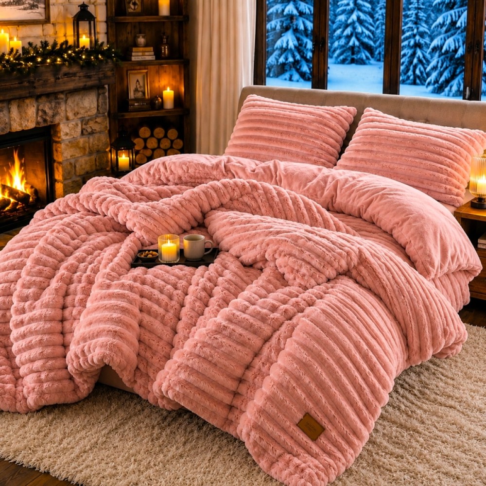 Lenjerie Deluxe, 4 Piese, Blanita Shorthair si CoCoLiNo, cu Elastic Perimetral, Roz — imaginea 2