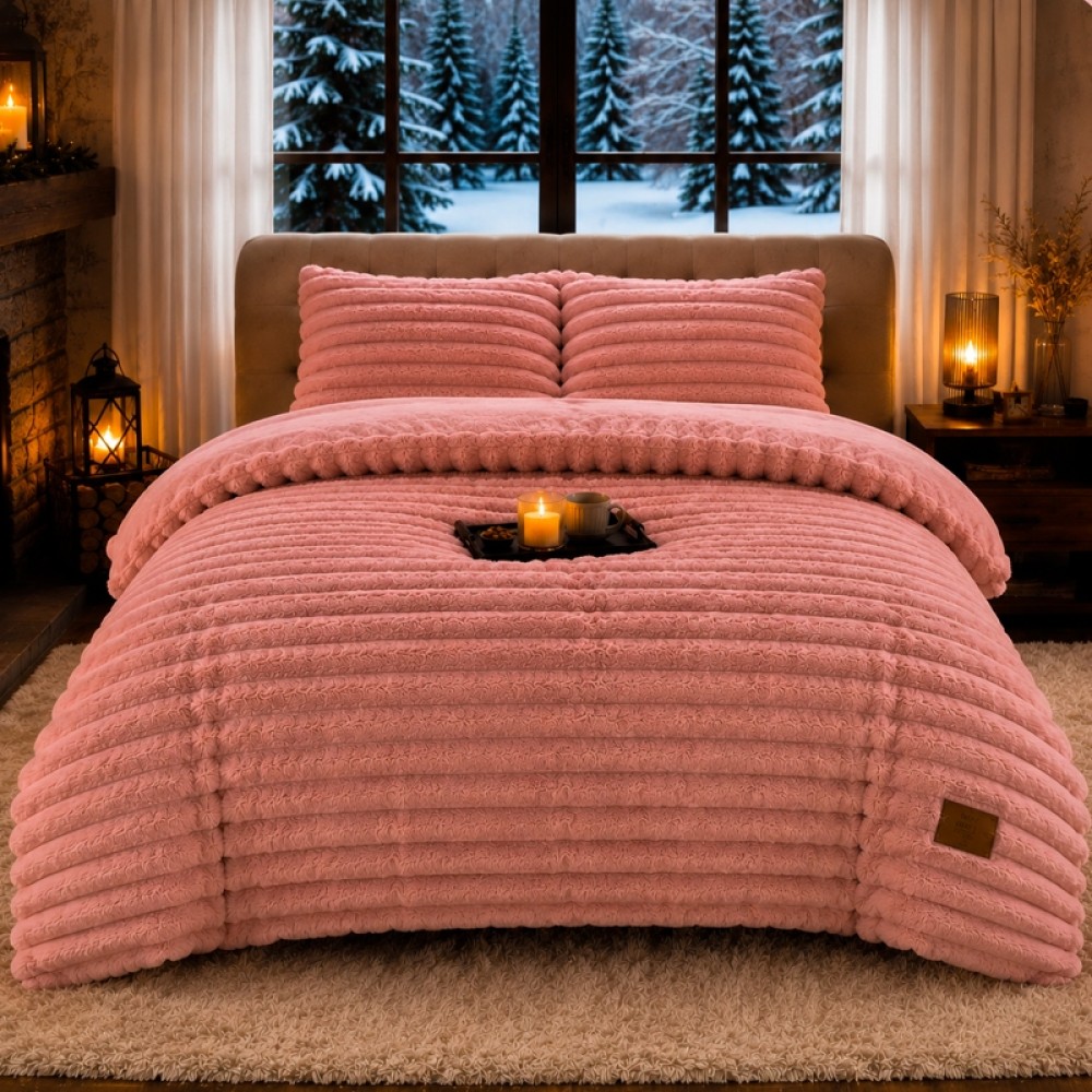 Lenjerie Deluxe, 4 Piese, Blanita Shorthair si CoCoLiNo, cu Elastic Perimetral, Roz — imaginea 4