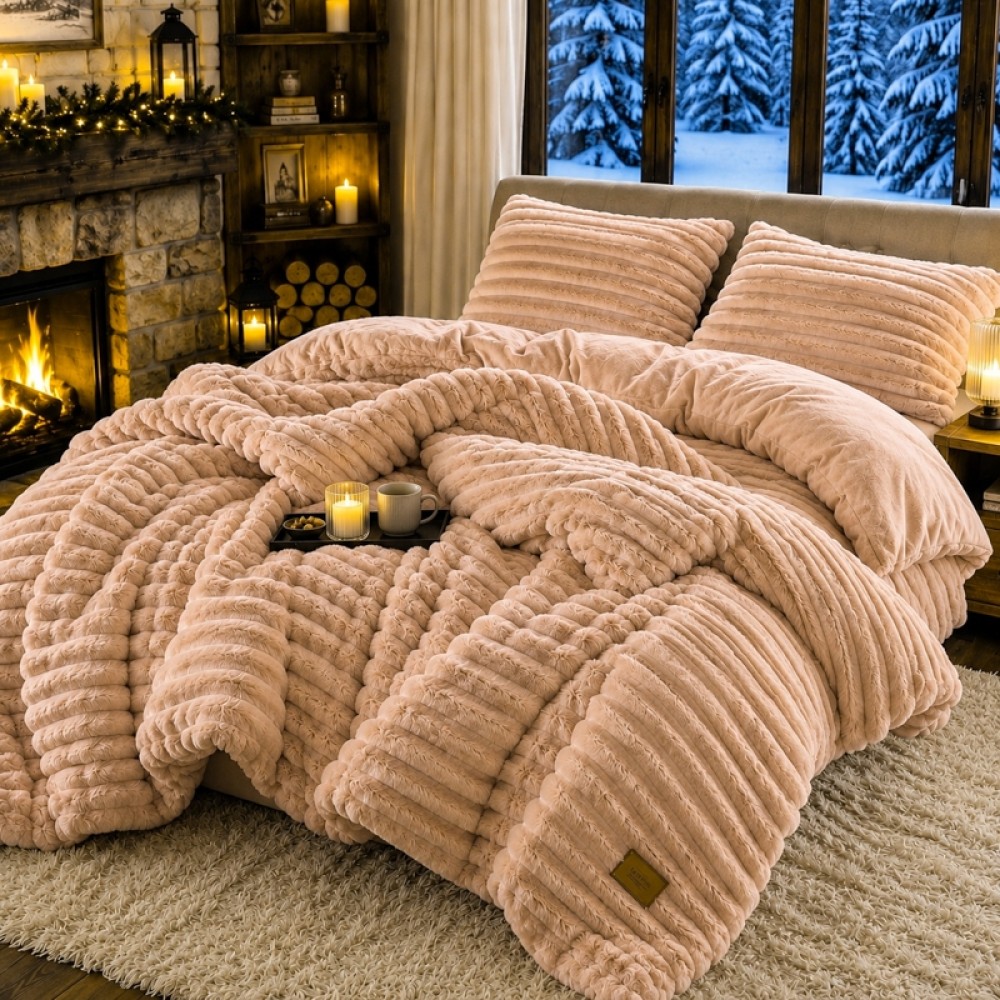 Lenjerie Deluxe, 4 Piese, Blanita Shorthair si CoCoLiNo, cu Elastic Perimetral, Bej — imaginea 2