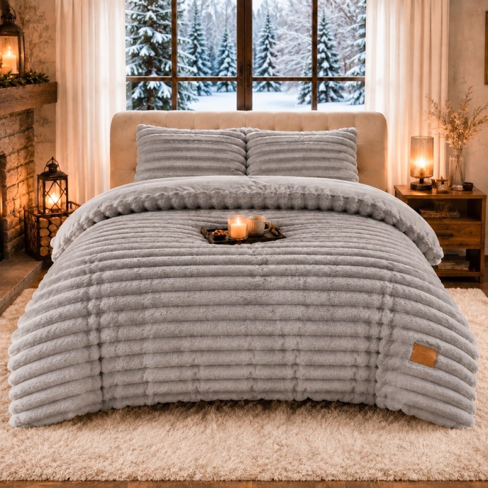 Lenjerie Deluxe, 4 Piese, Blanita Shorthair si CoCoLiNo, cu Elastic Perimetral, Gri deschis — imaginea 4