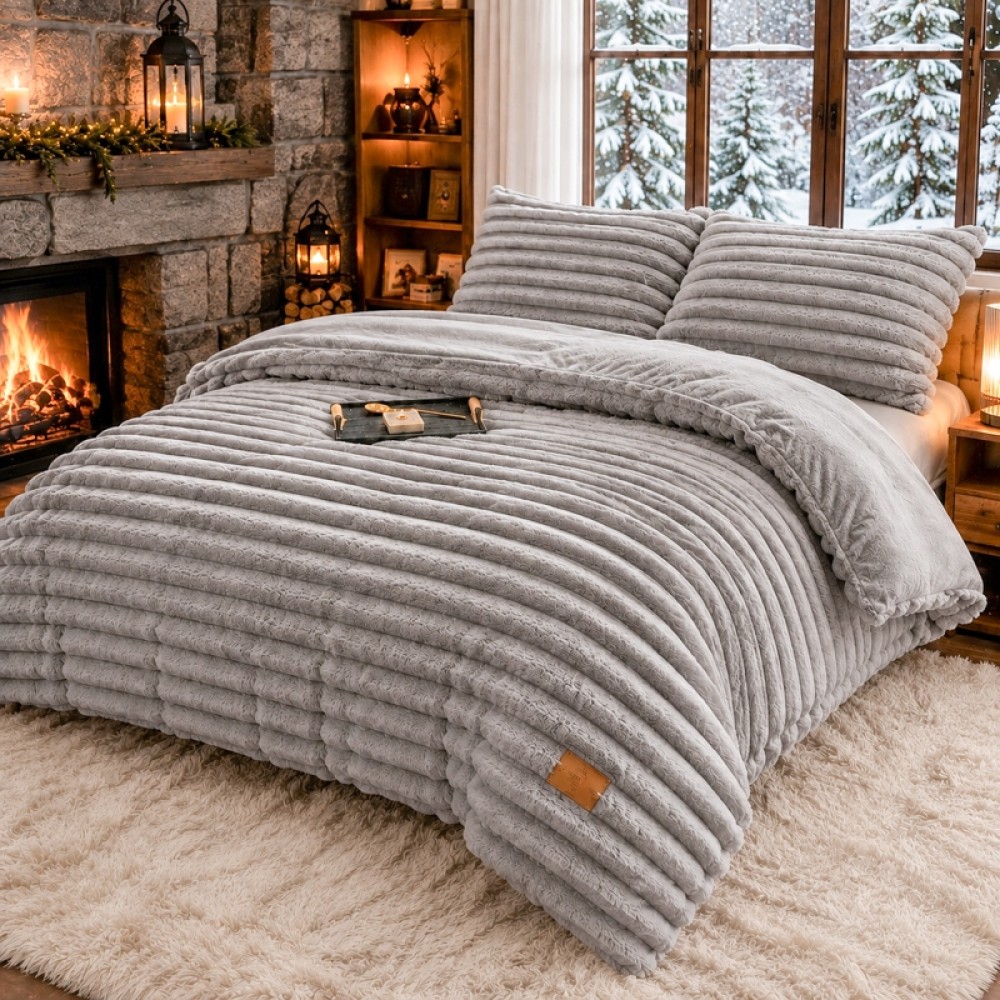 Lenjerie Deluxe, 4 Piese, Blanita Shorthair si CoCoLiNo, cu Elastic Perimetral, Gri deschis — imaginea 5