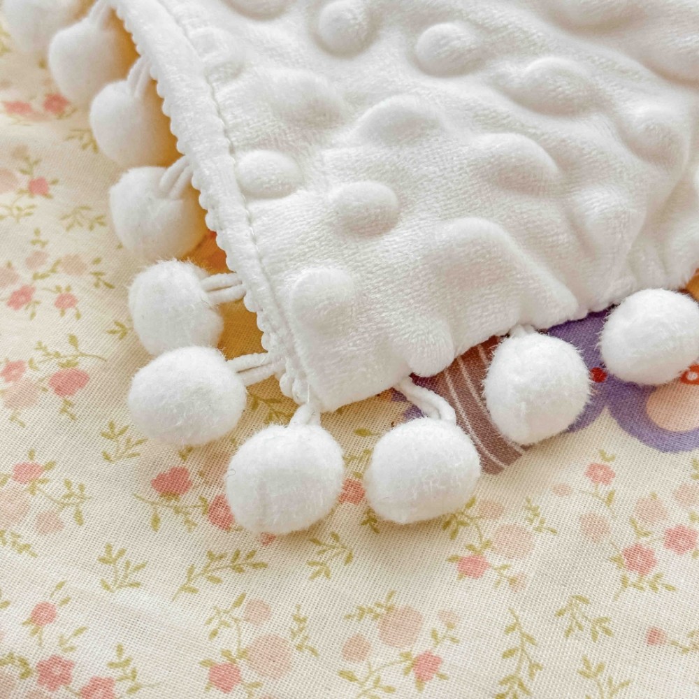 Patura Pufoasa pentru Copii din Bumbac, Dublata cu Cocolino, 100x150 cm, cu Ciucuri, Crem, Elefanti — imaginea 5