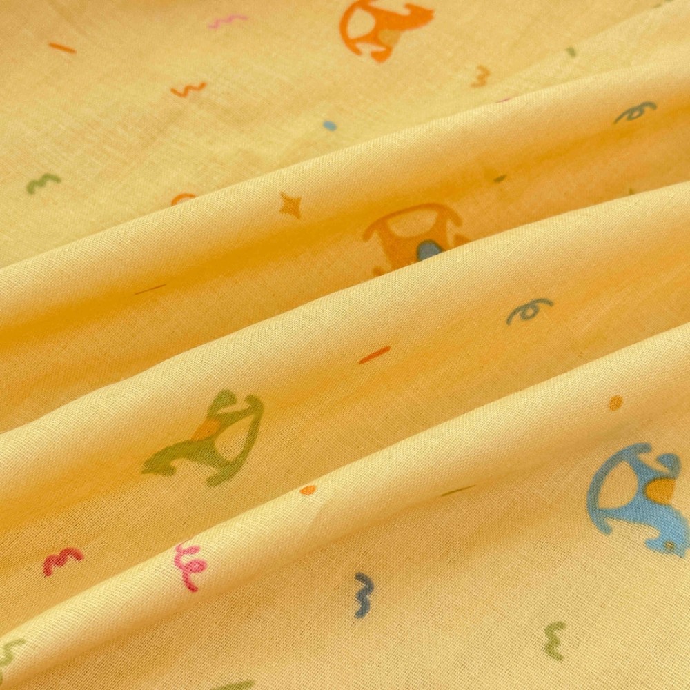 Patura Pufoasa pentru Copii din Bumbac, Dublata cu Cocolino, 100x150 cm, cu Ciucuri, Galben, Caluti — imaginea 3
