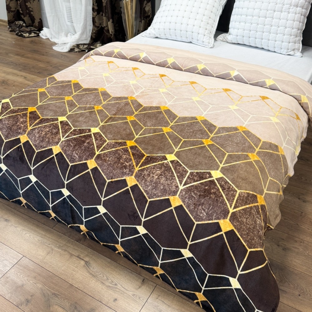 Patura Pufoasa CoCoLiNo (Fleece), 200x230cm, 240gr/mp, Maro, Forme Geometrice - Rasfatul Perfect pentru Serile Racoroase — imaginea 4