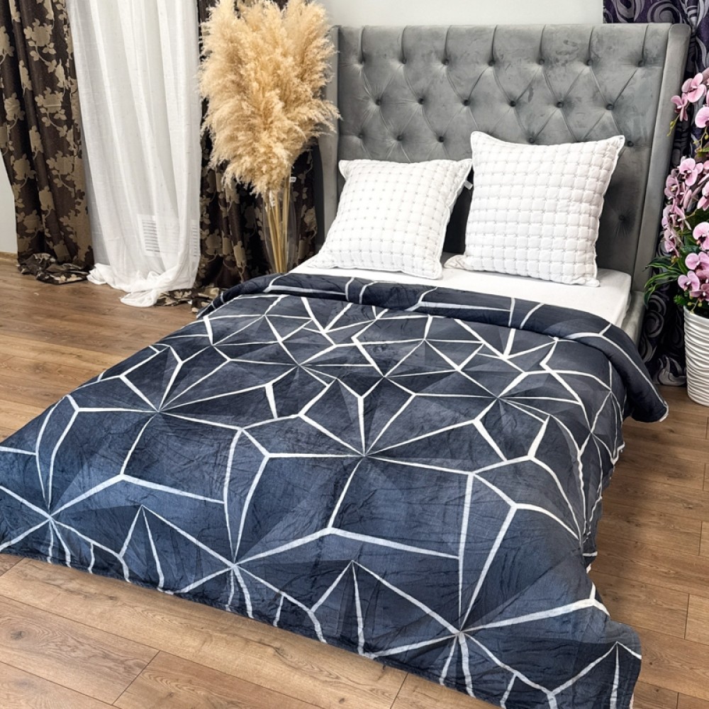 Patura Pufoasa CoCoLiNo (Fleece), 200x230cm, 240gr/m, Antracit, Forme Geometrice - Rasfatul Perfect pentru Serile Racoroase — imaginea 2