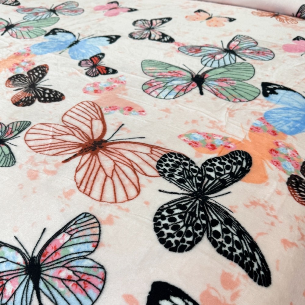 Patura Super Soft Cocolino, 200x230 cm – Rasfat absolut in zilele reci, Roz, fluturi — imaginea 4