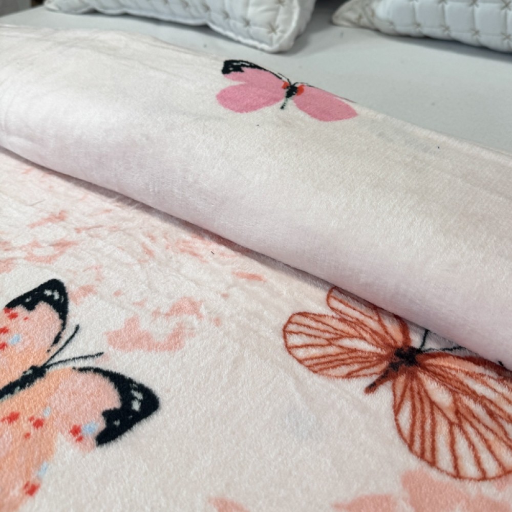 Patura Super Soft Cocolino, 200x230 cm – Rasfat absolut in zilele reci, Roz, fluturi — imaginea 5