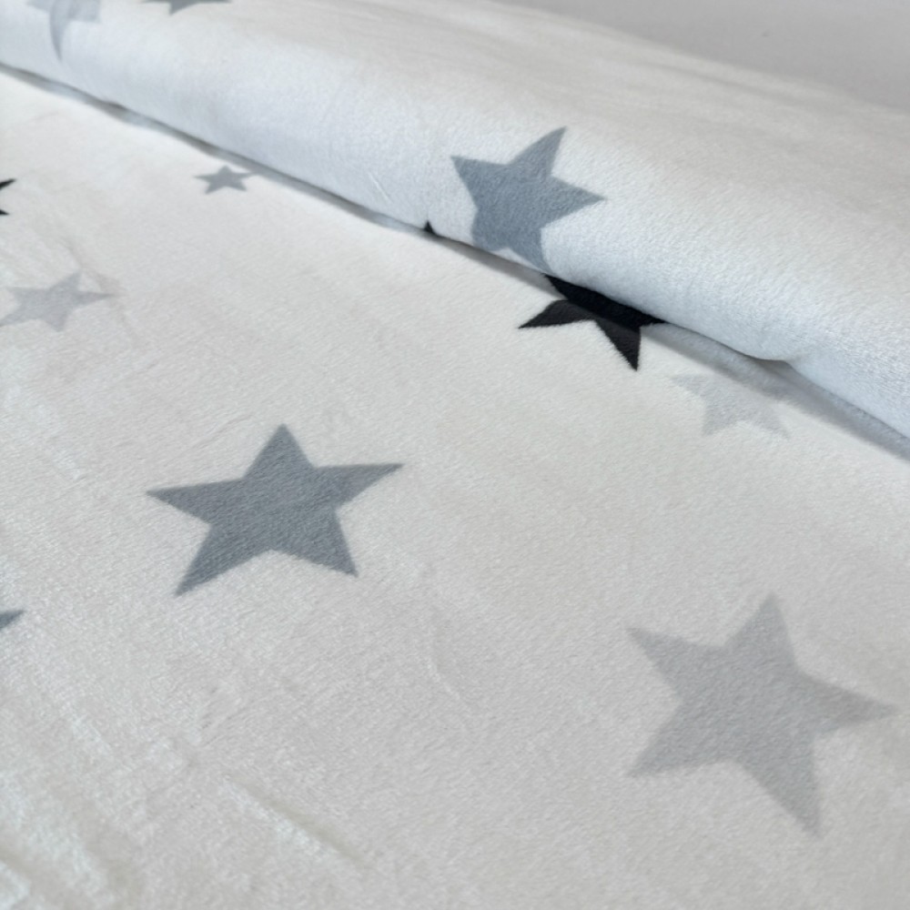 Patura Pufoasa CoCoLiNo (Fleece), 200x230cm, 240gr/mp, Alb, Stelute - Rasfatul Perfect pentru Serile Racoroase — imaginea 5