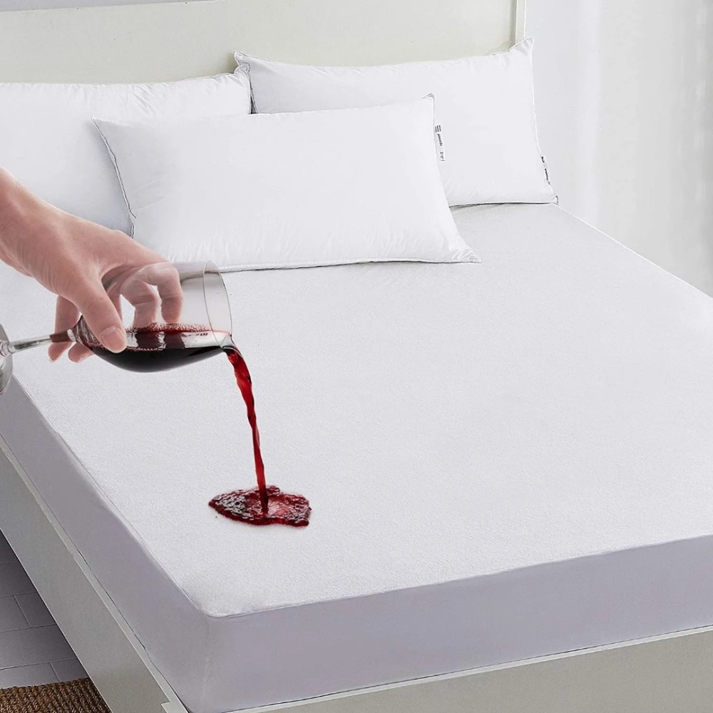 Husa impermeabila cu elastic pentru saltea, bumbac frotir 90x200cm, alb — imaginea 2