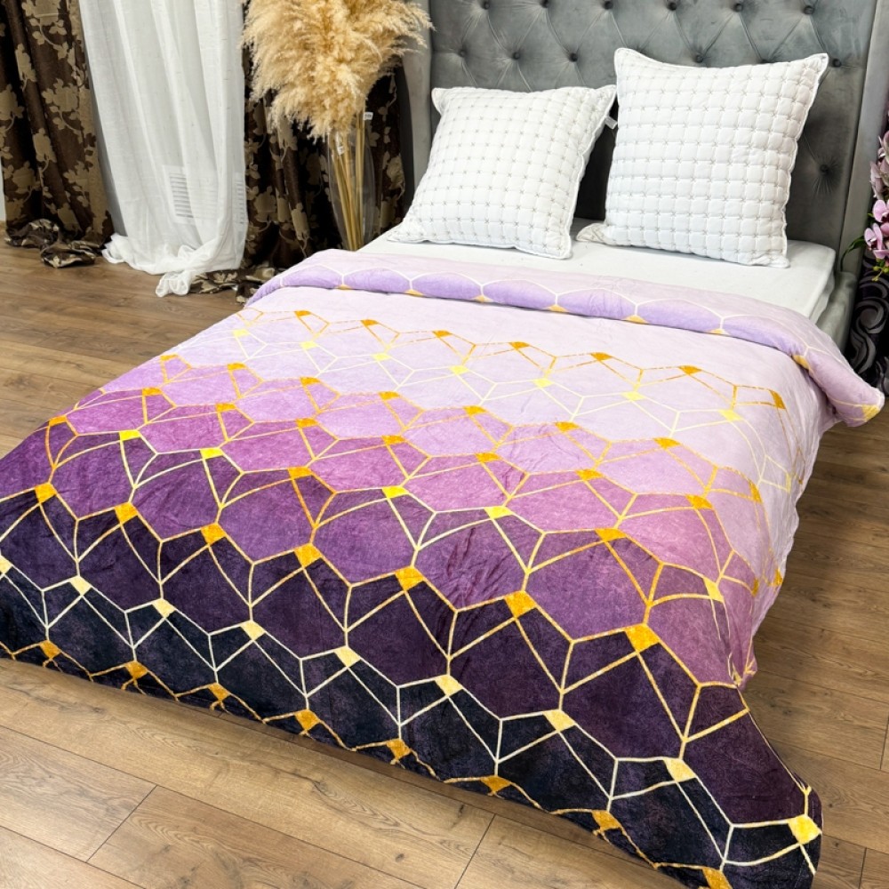Patura Pufoasa CoCoLiNo (Fleece), 200x230cm, 240gr/mp, Mov, Forme Geometrice - Rasfatul Perfect pentru Serile Racoroase — imaginea 2