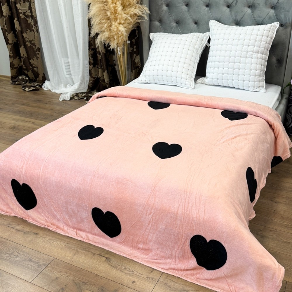 Patura Super Soft Cocolino, 200x230 cm – Rasfat absolut in zilele reci, Roz prafuit, inimioare — imaginea 2