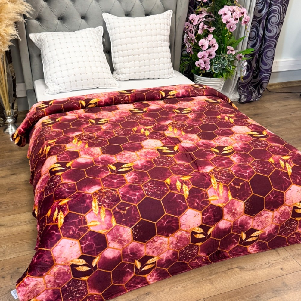 Patura Super Soft Cocolino, 200x230 cm – Rasfat absolut in zilele reci, Visiniu, fagure — imaginea 3