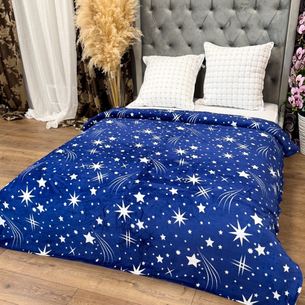 Patura Super Soft Cocolino, 200x230 cm – Rasfat absolut in zilele reci, Albastru inchis, ploaie de stele — imaginea 2