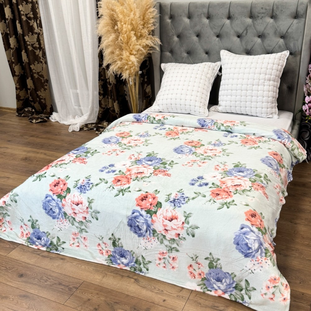 Patura Super Soft Cocolino, 200x230 cm – Rasfat absolut in zilele reci, Verzui, flori — imaginea 2