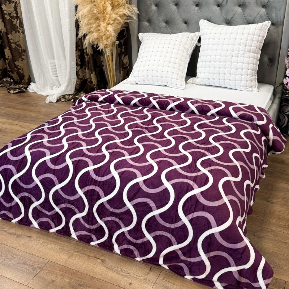 Patura pufoasa cocolino 200x230cm, 240g/mp, Mov, Dungi — imaginea 2