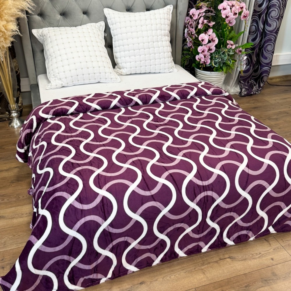 Patura pufoasa cocolino 200x230cm, 240g/mp, Mov, Dungi — imaginea 3