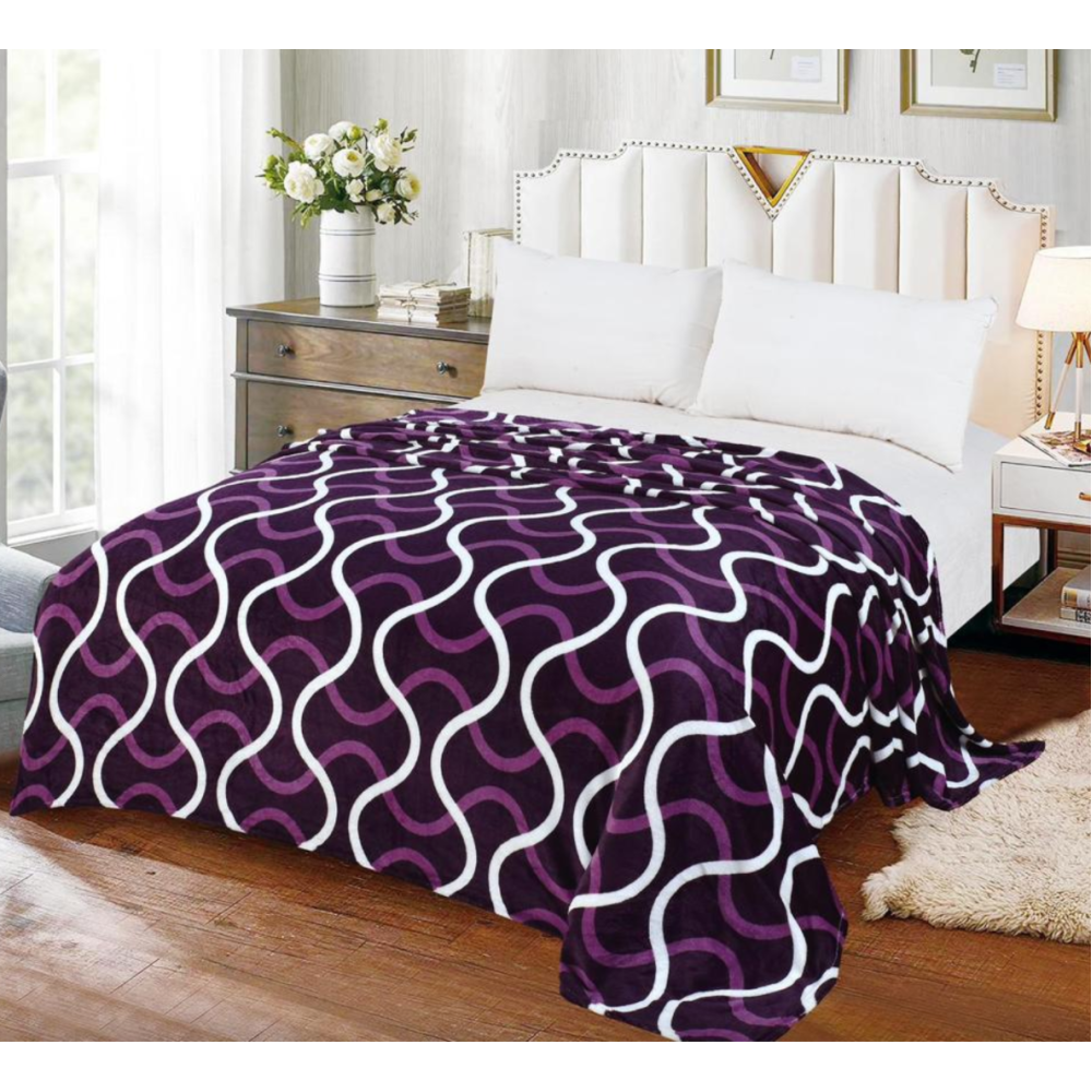 Patura pufoasa cocolino 200x230cm, 240g/mp, Mov, Dungi — imaginea 5