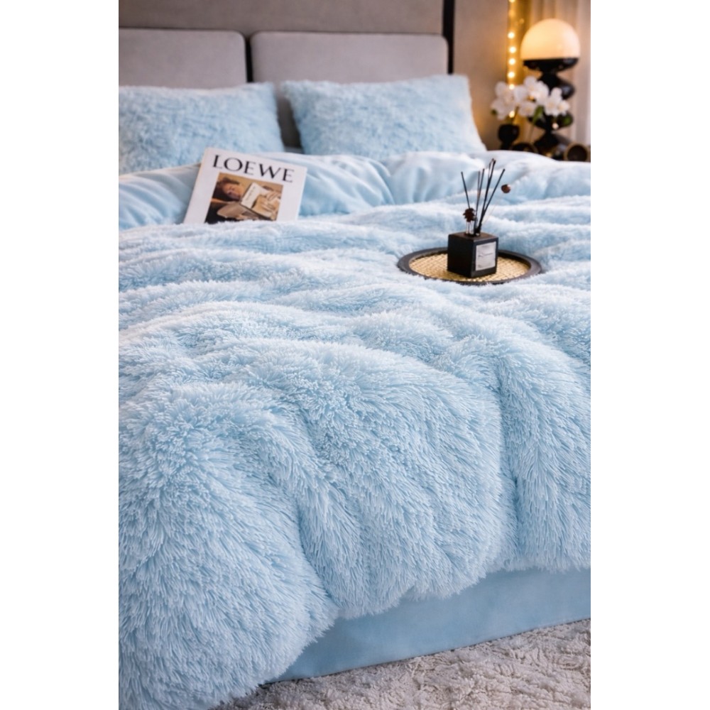 Lenjerie pat super pufoasa COCOLINO Fluffy 4 piese bleu – imagine 4