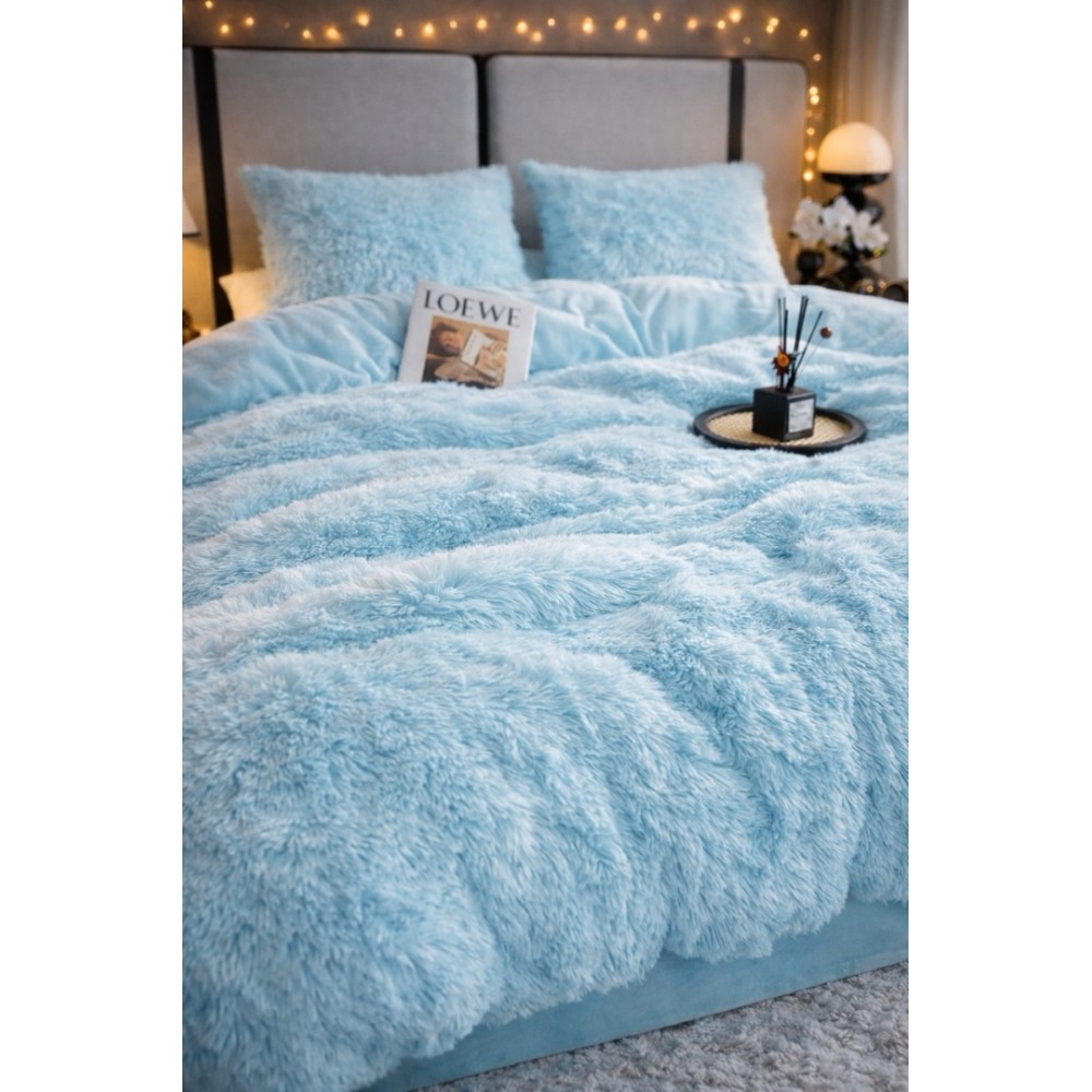 Lenjerie pat super pufoasa COCOLINO Fluffy 4 piese bleu – imagine 5
