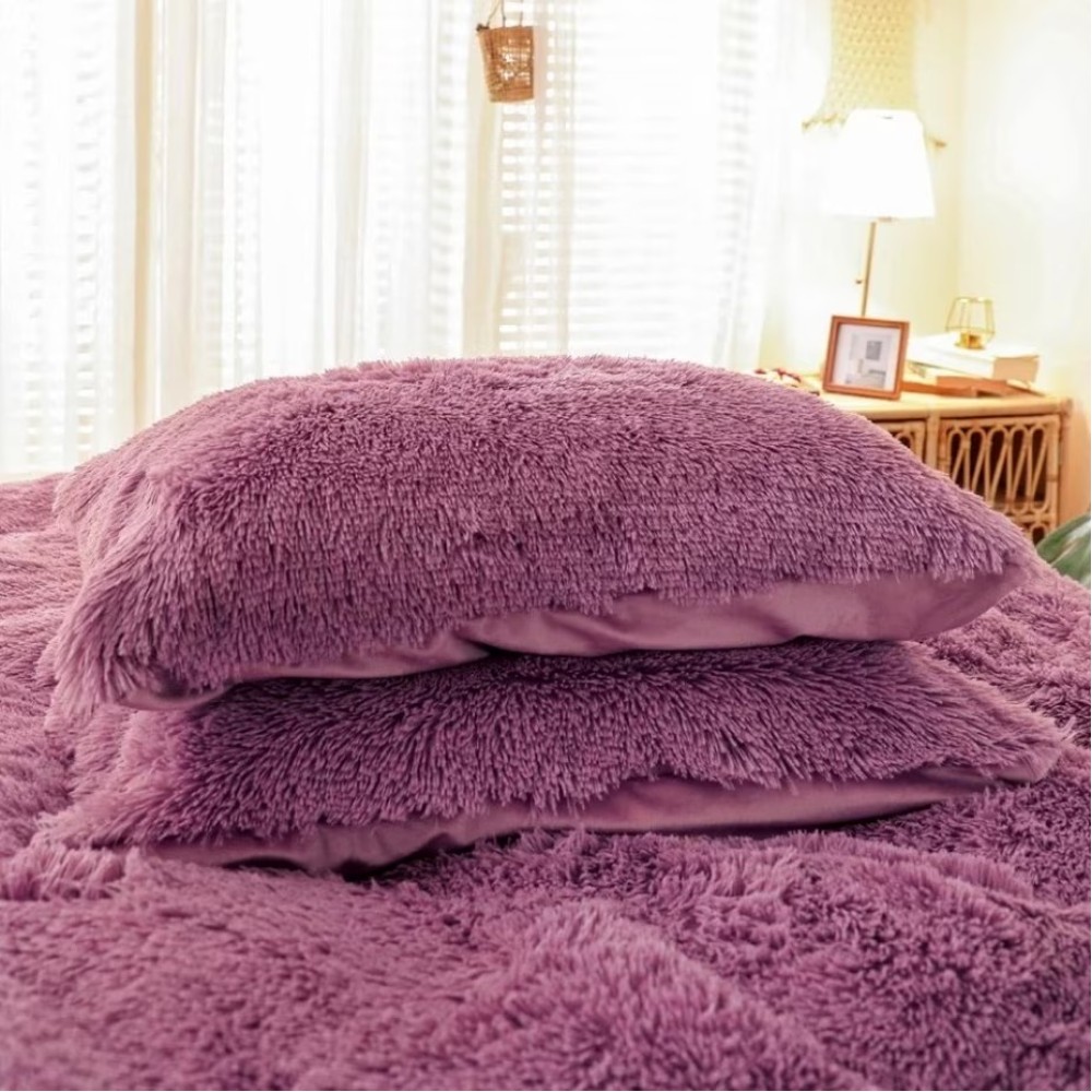 Lenjerie pat super pufoasa COCOLINO Fluffy 4 piese mov – imagine 2