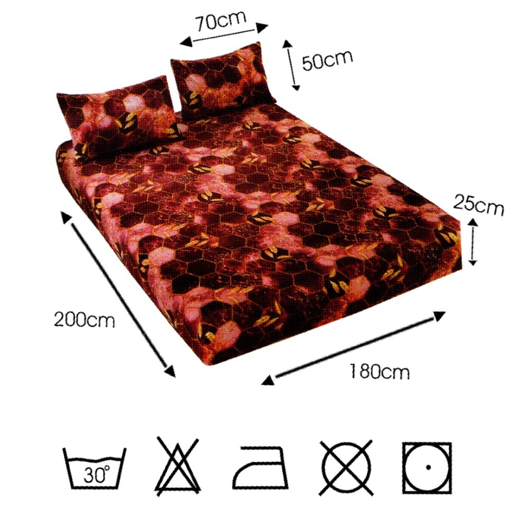 Cearsaf cu Elastic Cocolino 180x200cm si 2 fete de perna 50x70cm, Visiniu, Fagure – imagine 2