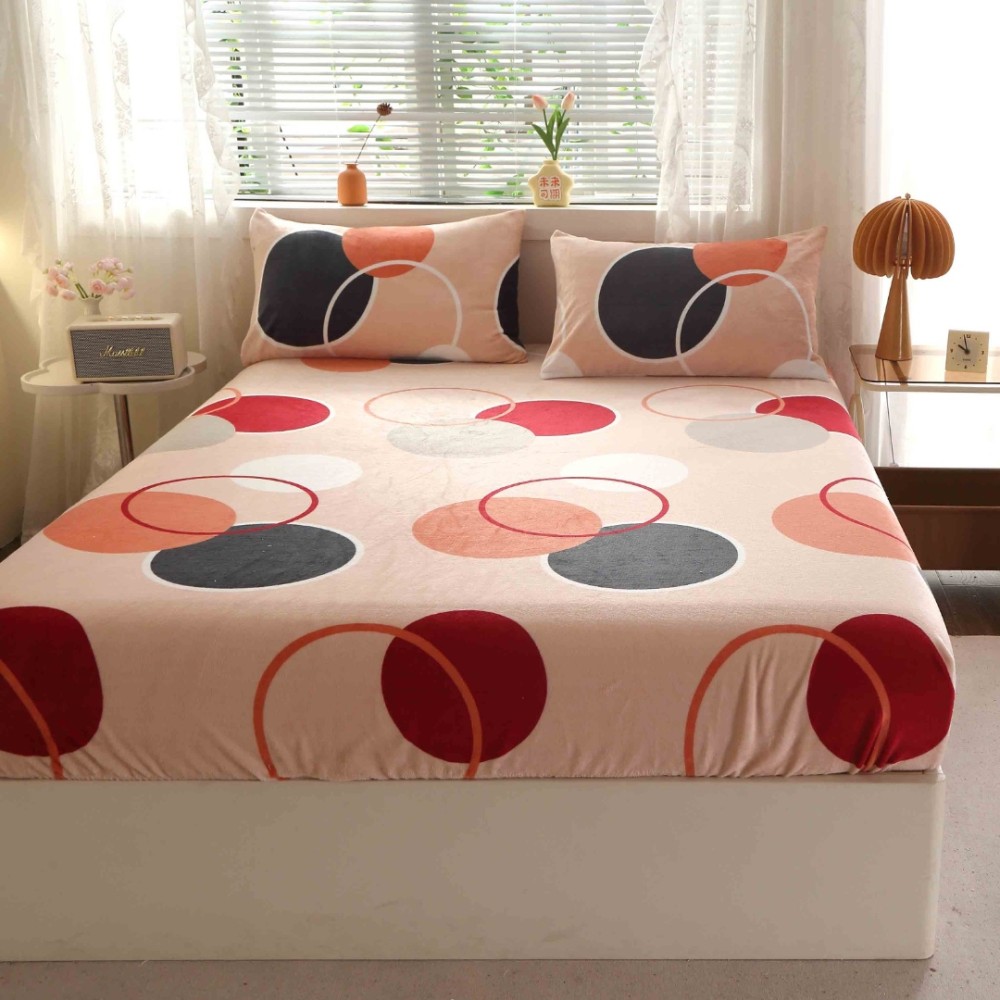 Cearsaf cu Elastic Cocolino 180x200cm si 2 fete de perna 50x70cm, Crem, buline – imagine 5