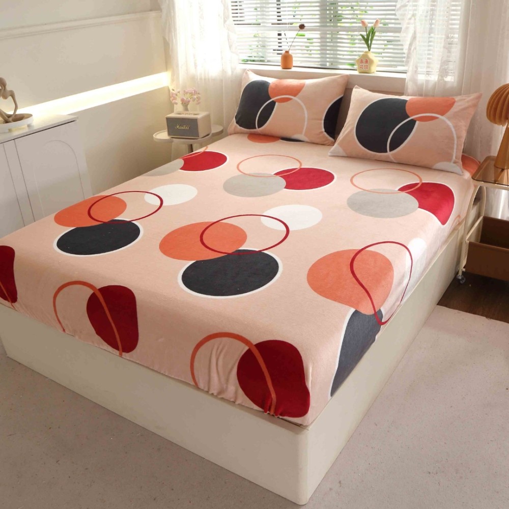 Cearsaf cu Elastic Cocolino 180x200cm si 2 fete de perna 50x70cm, Crem, buline – imagine 7