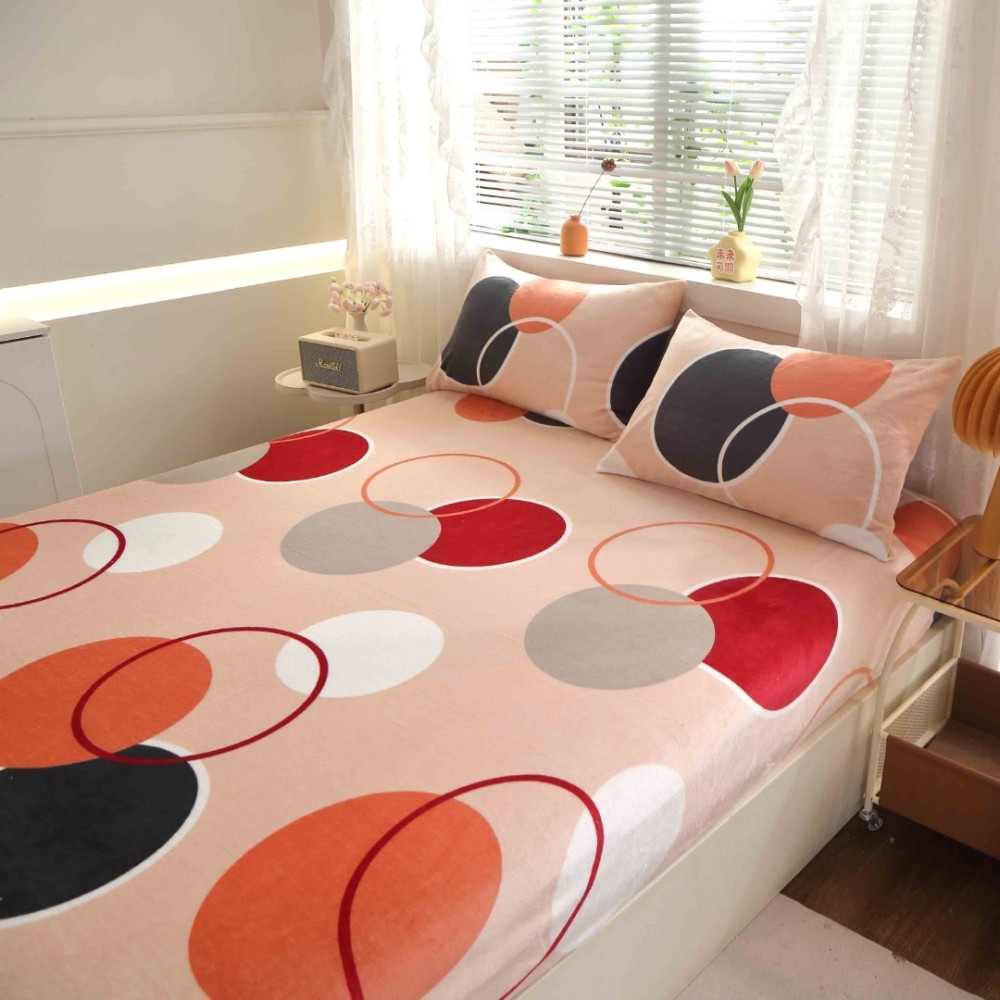 Cearsaf cu Elastic Cocolino 180x200cm si 2 fete de perna 50x70cm, Crem, buline — imaginea 9